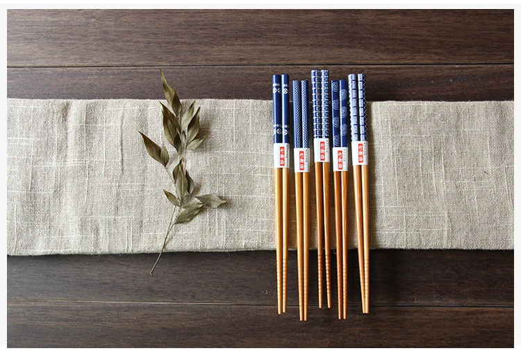 5 пар в японском стиле бамбуковые палочки для еды суши-еда палочки для еды Подарочная коробка Свадебная посуда