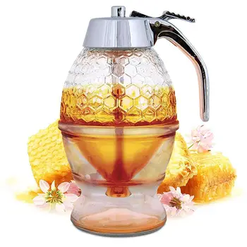 

ABS Plated Honey Bee Drip Dispenser Syrup Pot Press Type Sugar Storage Container Jar Squeeze Bottle With Holder Kitchen Tool