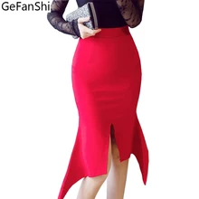 Новые однотонные Цвет Асимметричный открыть Разделение низ стрейч тонкий юбка женские Модные Миди-юбки Bodycon Сексуальная С молния S-5XL