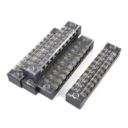 

5 Pcs 600V 15A Dual Row 10 Position Covered Screw Barrier Terminal Strip Board
