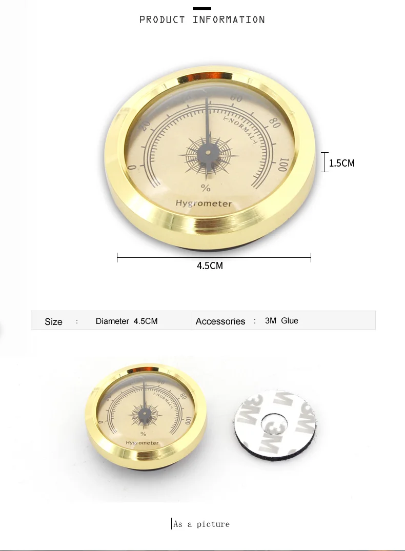 GALINER дорожный увлажнитель для сигар гигрометр Круглый Золотой точный гигрометр Портативный сигары аксессуары для сигары Cohiba