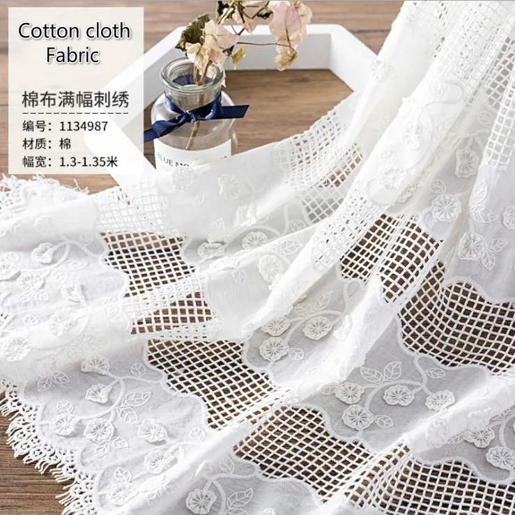 Нежная кружевная ткань юбка хлопковая ткань вышивка ткань ширина 130 см DIY ткань одежда домашний текстиль аксессуары