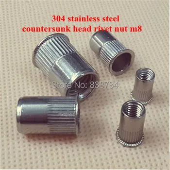 

200pcs 304stainless steel countersunk head rivet nut / insert nut m8