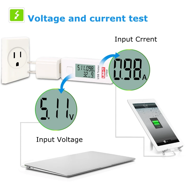 UT658 UT658B USB Тестер Вольтметр Амперметр цифровой ЖК-монитор напряжения измеритель тока тестер емкости 9 В 3A с подсветкой