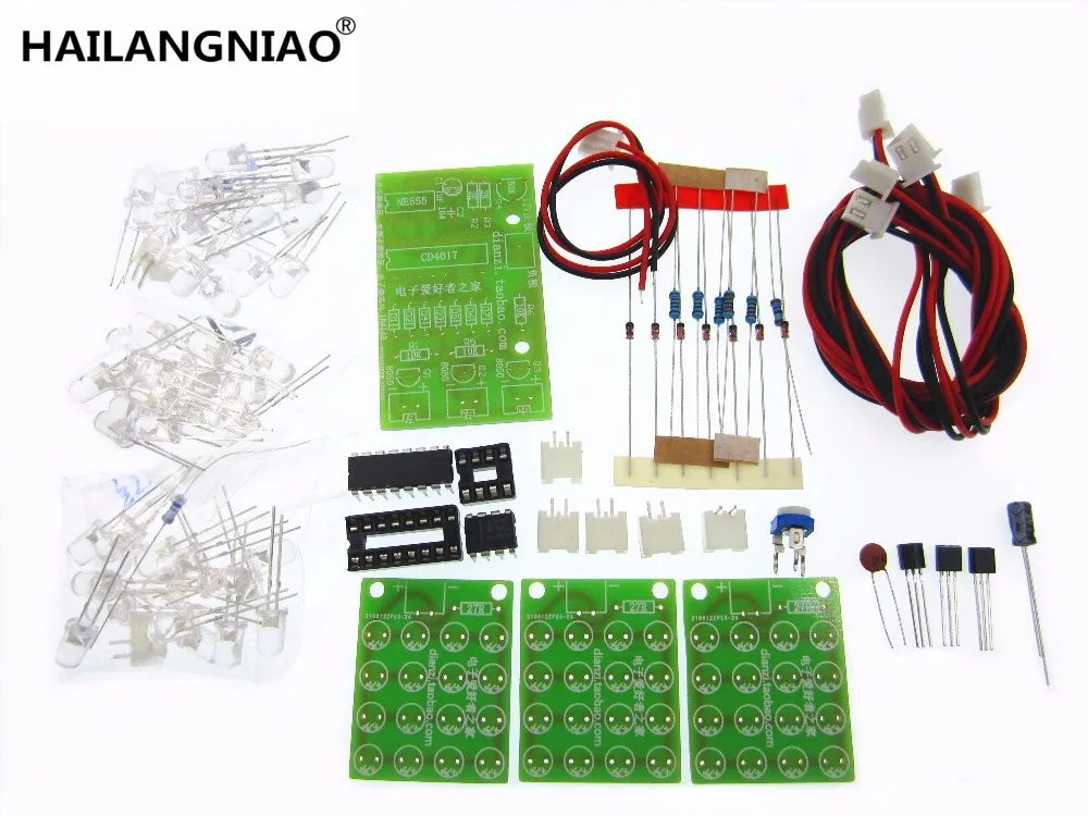 CD4017+ NE555 вспышки света взрыв-мигающий светодиод suite самостоятельно DIY Электронный комплект DIY Kit для самостоятельной сборки