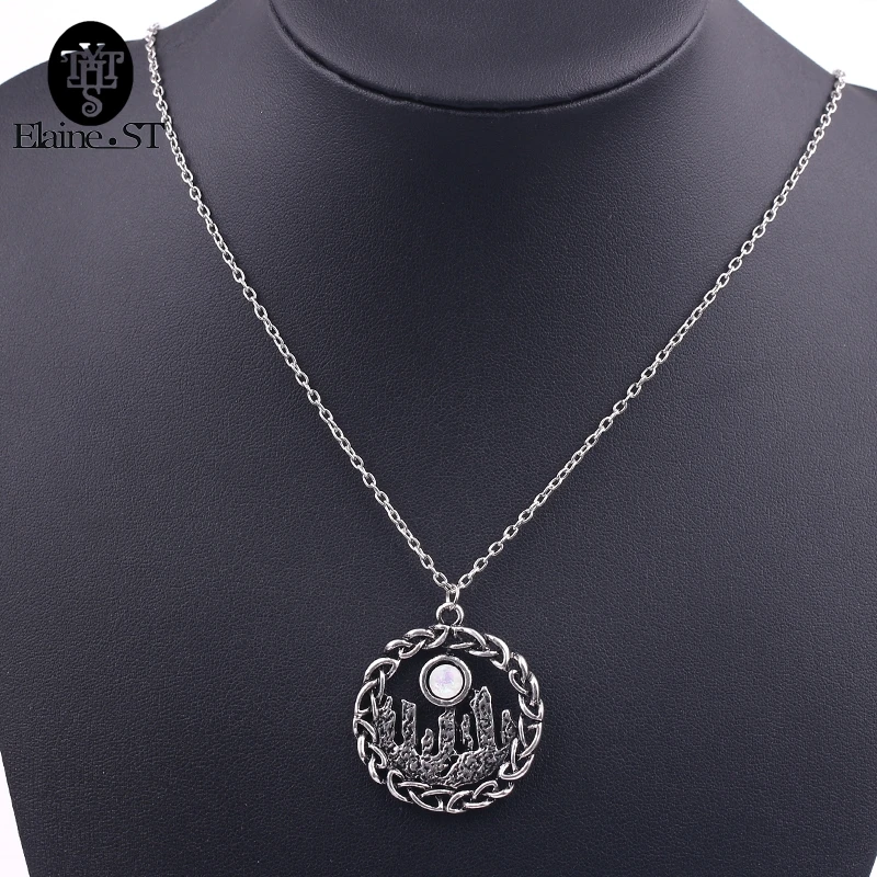 

Wholesale 10Pcs Vintage Outlander Choker Necklace Circle Knot Pendants Necklaces White Crystal Necklace Women Statement Necklace