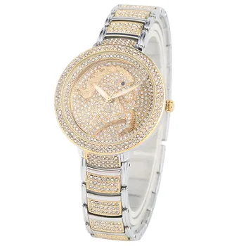 

Creative Quartz Watch Movement for Women Exquisite Diamond Pony Pattern Watches Inlaid Strap with Bracelet Clasp Wristwatc