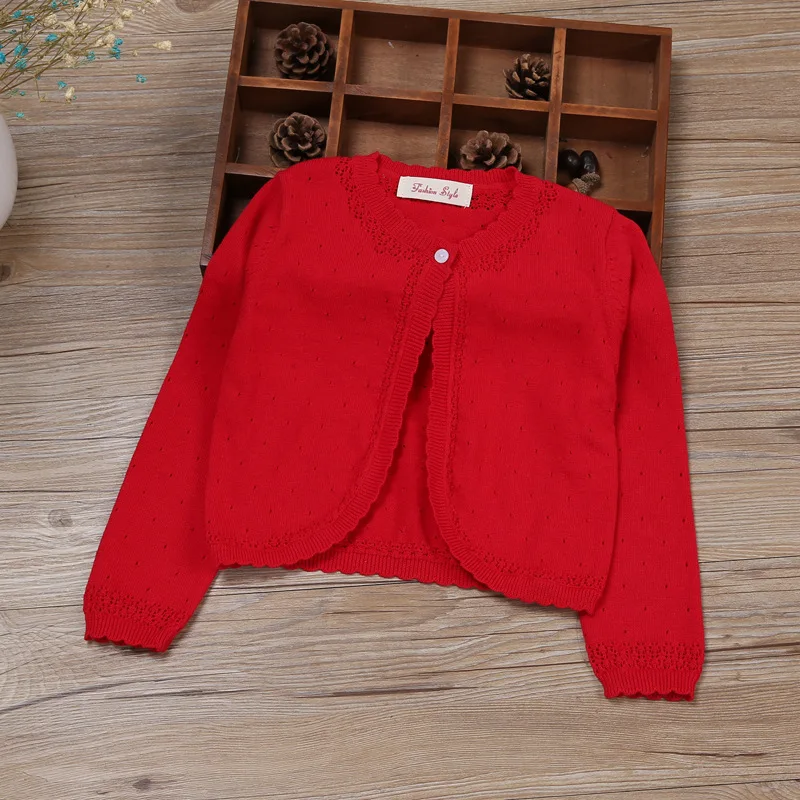 Красный кардиган для девочек свитер красного Пальто для девочек лазерный сварочный аппарат для 1 2 3 4 5 6 7 8 От 9 до 11 лет шаль пальто Одежда для девочек RKC175023
