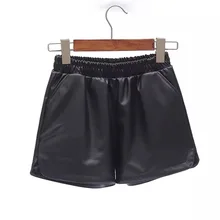 Искусственная кожа для девочек-подростков черный Шорты на осень-зиму детская одежда