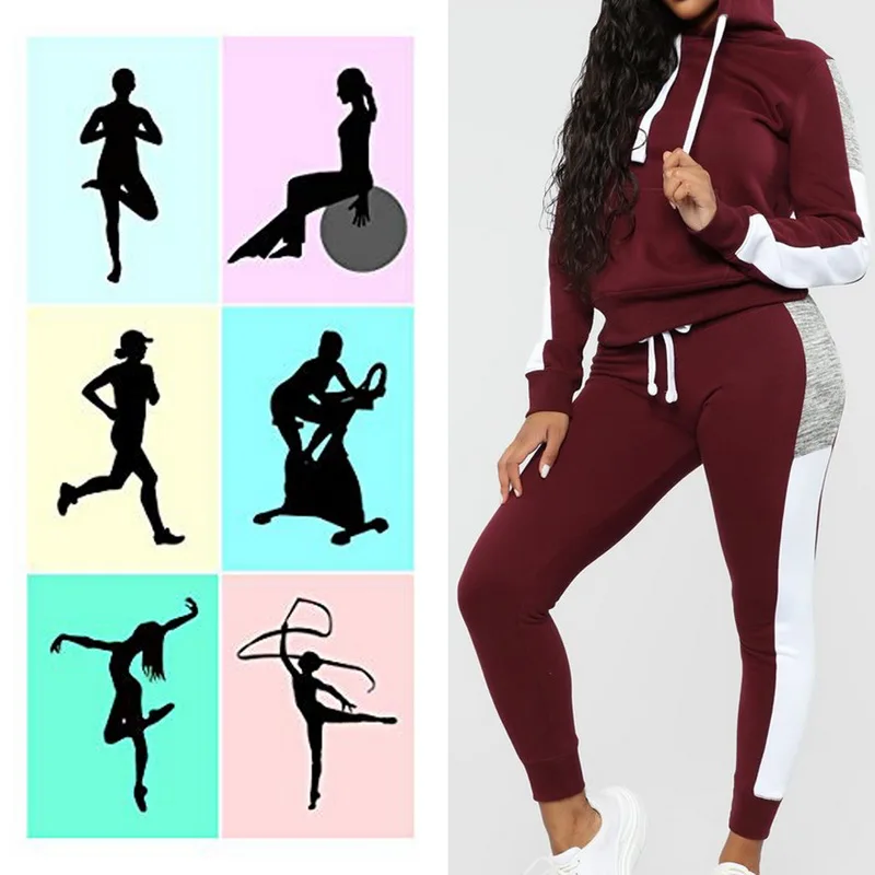 NIBESSER спортивный костюм с длинным рукавом для женщин, в полоску, набор для бега, зима, осень, для бега, тренировочные штаны, спортивная одежда, женские спортивные костюмы, толстовки