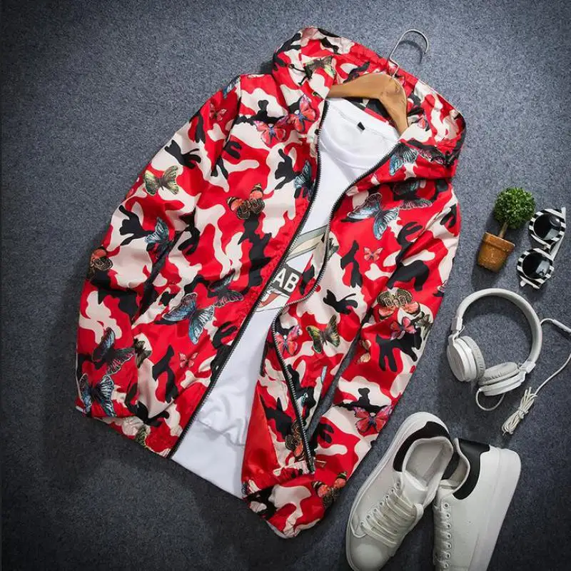 

Womens Autumn Camo Windbreaker Jacket Thin and light Female Camouflage Butterfly Windbreaker Coats Spring Hooded Windbreaker
