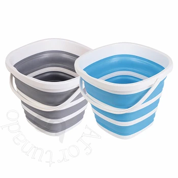 

Square 10L folding bucket Bucket for Fishing Promotion Car Wash Outdoor Thick Silicone Fishing Supplies Free shipping Z007
