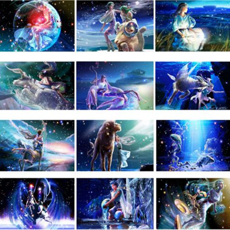 

5D Diy Diamond Painting 12 Zodiacal Constellations Full Square Diamond Embroidery European-style Living Room Decorated Gift TF41