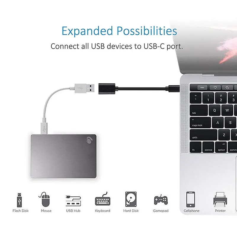 Ascromy USB Type C OTG Cable Adapter for Xiaomi Pocophone F1 Huawei P20 Pro Lite Samsung Galaxy Note 9 S9 S8 Oneplus 6 6T Type-C (4)