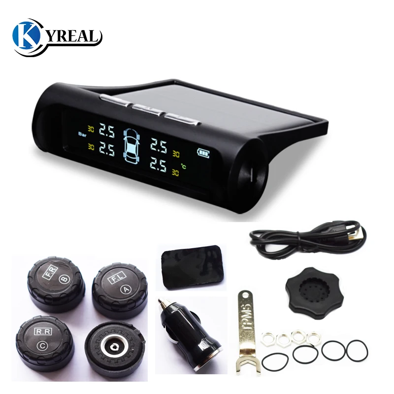 

2018 New Arrival Solar Power TPMS Wireless Tire Pressure Monitoring System Car Tyre Pressure Alarm System With LCD Color Display