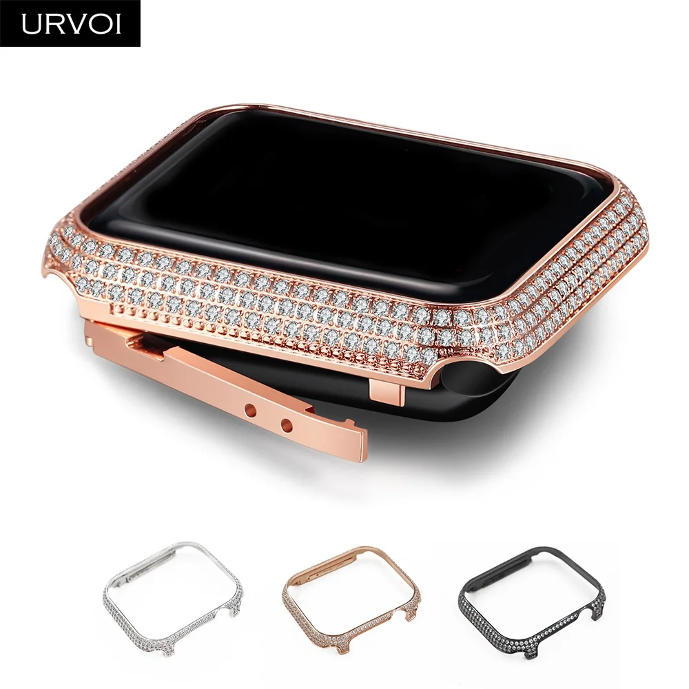 URVOI Роскошный чехол для Apple Watch series 5 4 3 2 1 Рамка Блестящий металлический бампер со