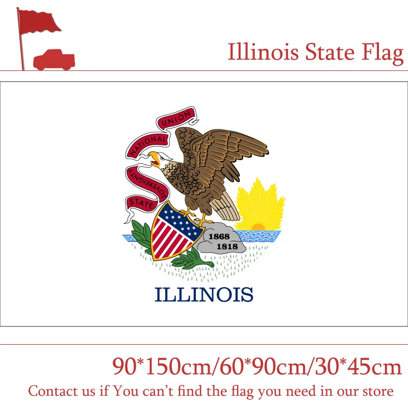 3x5ft Banner Brass Metal Holes 150*90cm 60*90cm Illinois State Flag 30*45cm Car Flag For Vote Decoration