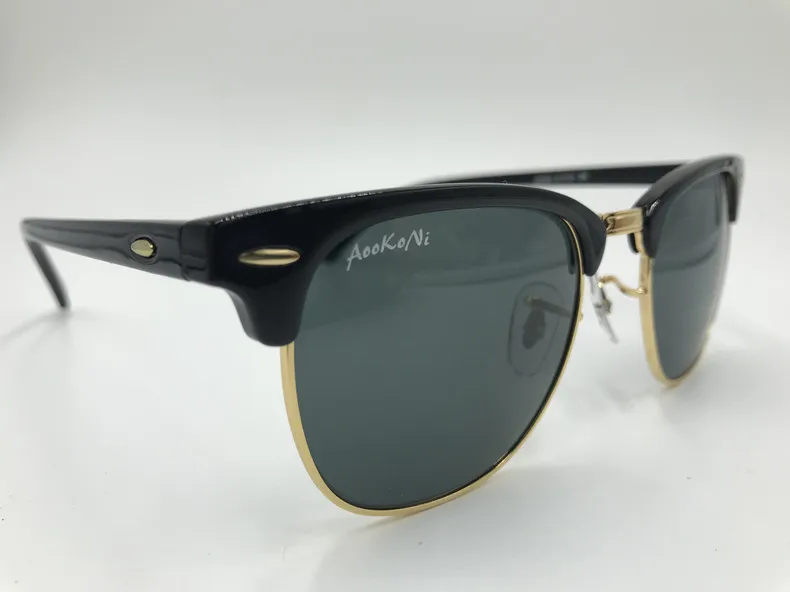 2019 Classic Men Half Frame Sunglasses black glass lens UV 400 Protection Women Vintage Female Sunglass Male Club Sun Glasses