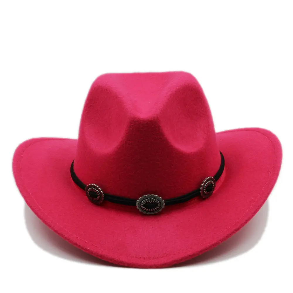 LUCKYLIANJI шерстяная фетровая ковбойская шляпа с широкими полями, ковбойская ретро-группа Sombrero для взрослых/детей(Выберите Размер: 57 см/54 см