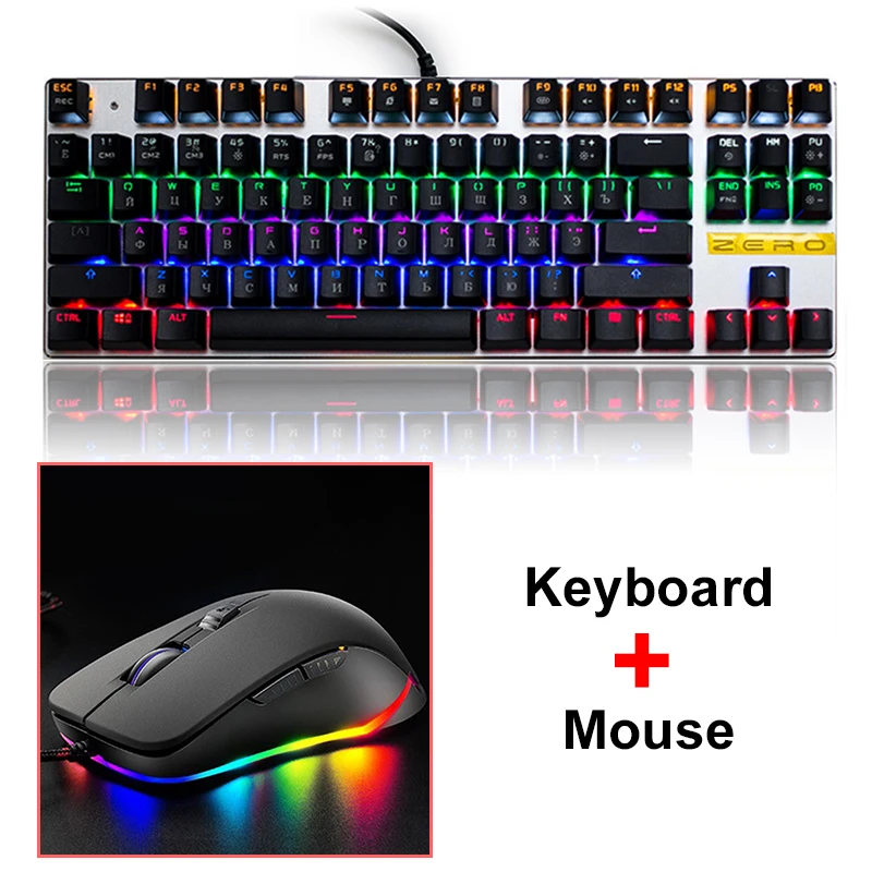

Metoo ZERO Backlight Gaming mechanical Keyboard Mouse Red Blue switch Tablet Desktop Russian Spanish Arabic