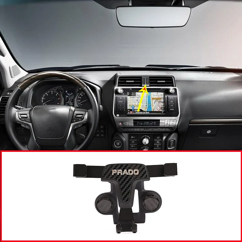 

Carbon StyleSmartphone Cell Phone Mount Holder with Adjustable Air Vent Clip Cover For Toyota Land Cruiser Prado FJ150 2014-2019
