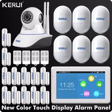 New Arrival KERUI Touch-Screen 7 Inch TFT Color Display WIFI+ GSM Alarm System Home Alarm Security + Dual Antenna Wifi IP Camera
