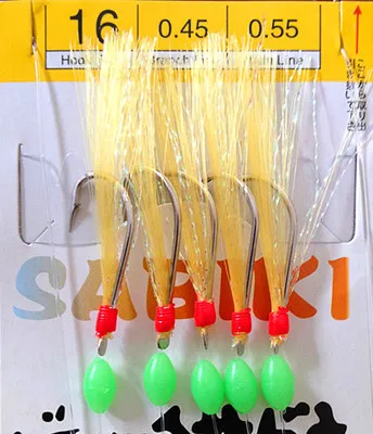 4 bags feather sabiki rig hooks , mixed color fishing sabiki hooks rig sea  fishing rig sabiki herring hook sets - AliExpress