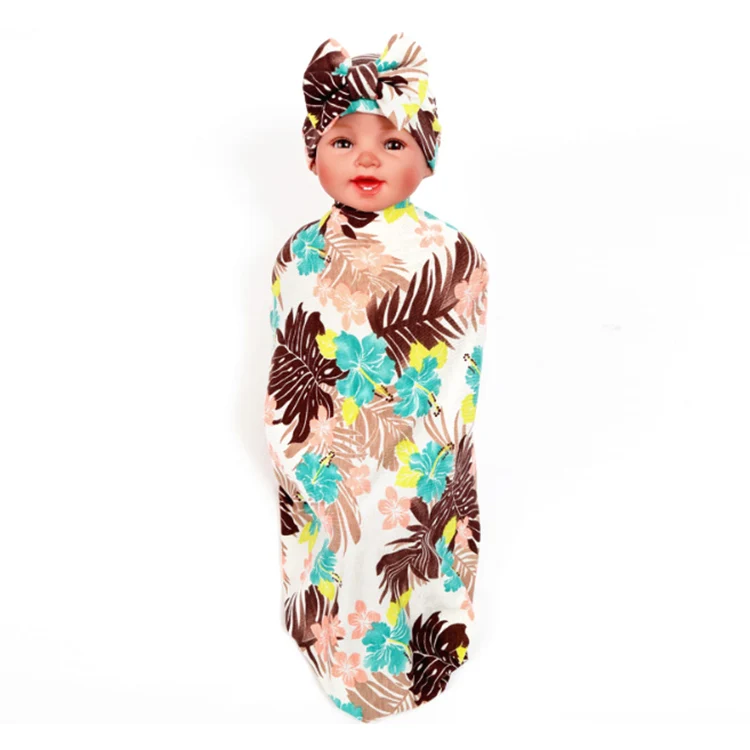 Модные детские конверты для фотосессии одеяла с шиной, Набор детских цветочных хлопчатобумажное одеяльце для девочек, детские одеяла для новорожденных - Цвет: Brown