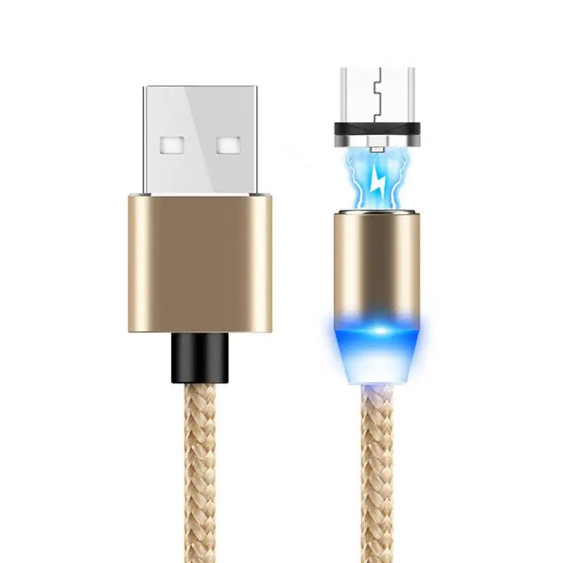 Магнитный светодиодный Магнит Micro USB зарядный кабель для iPhone Android type-C Магнитный кабель зарядный провод мобильный телефон Быстрая зарядка шнур - Тип штекера: gold