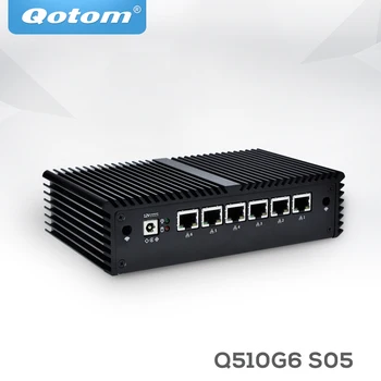 

Mini pc with 6 LAN For home router,Celeron 3855u dual core skylake onboard QOTOM-Q510G6, Mini PC