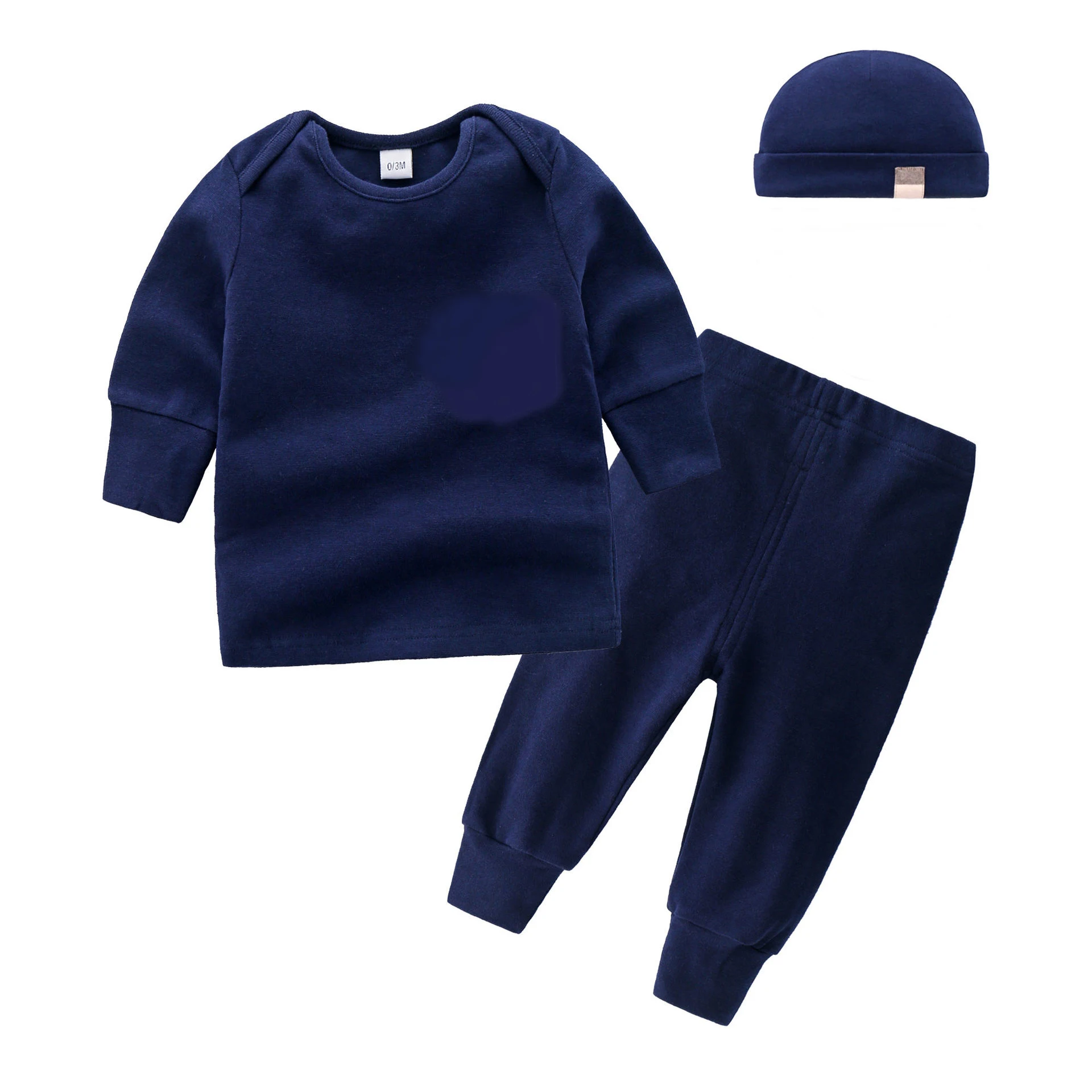 

new winter mom and baby newborn baby boy clothes cotton toddler baby Plaid T shirt pants padded baby hat saliva 4 piece sets