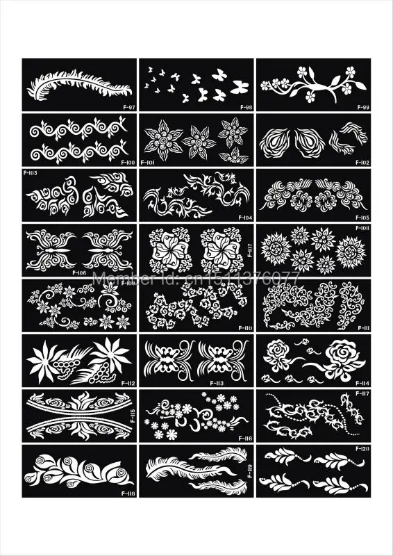 50 шт Большой размер трафарет для временных татуировок 18,5*9,5 см, 15*12 см-для аэрографа/блестящей татуировки/покраски тела