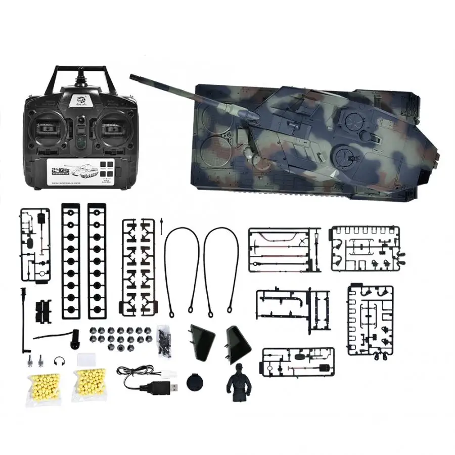 

RC Tank 2.4G 1:16 Heavy Remote Control Tank Model Toy LED Lighting and Simulation Battle Sound For Kids