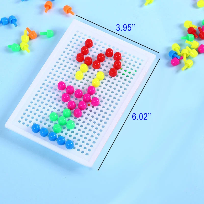176 шт мозаика колышек доска головоломка гриб гвозди колышек Обучающие игрушки-пазлы для детей случайный цвет 998