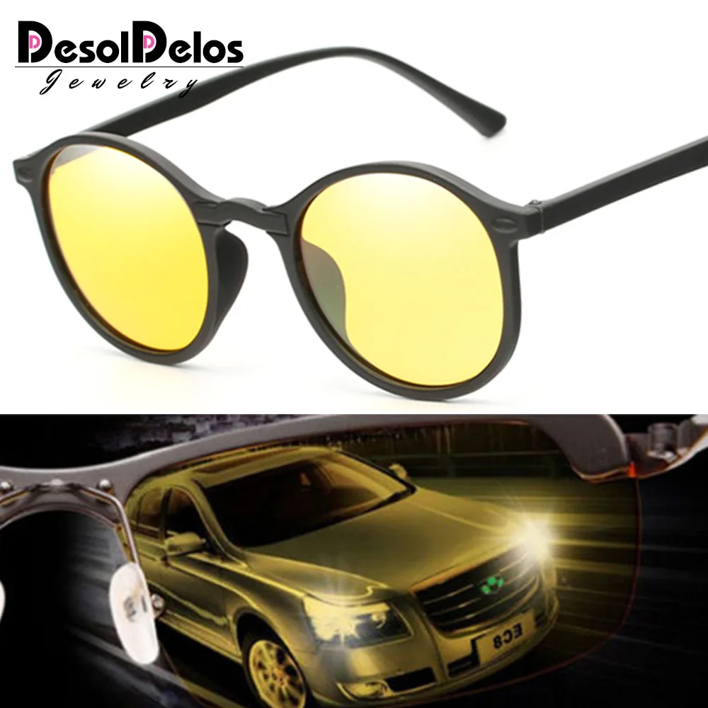 

DesolDelos Men Mirror Polarized Sunglasses Women Round Black Frame Sport Glasses Unisex Driving Eyewear 106
