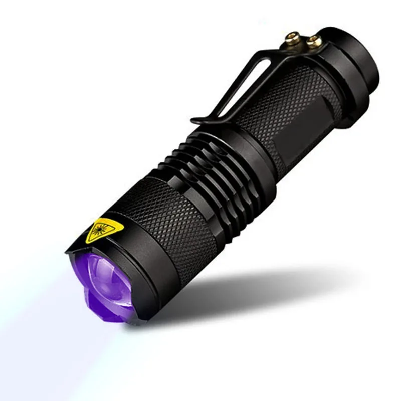 

UV Light mini LED Flashlight Zoomable UV Flashlight Torch 3-Mode AA Purple Light LED Flahlight Torchlight LED Lamp 14500 Torch