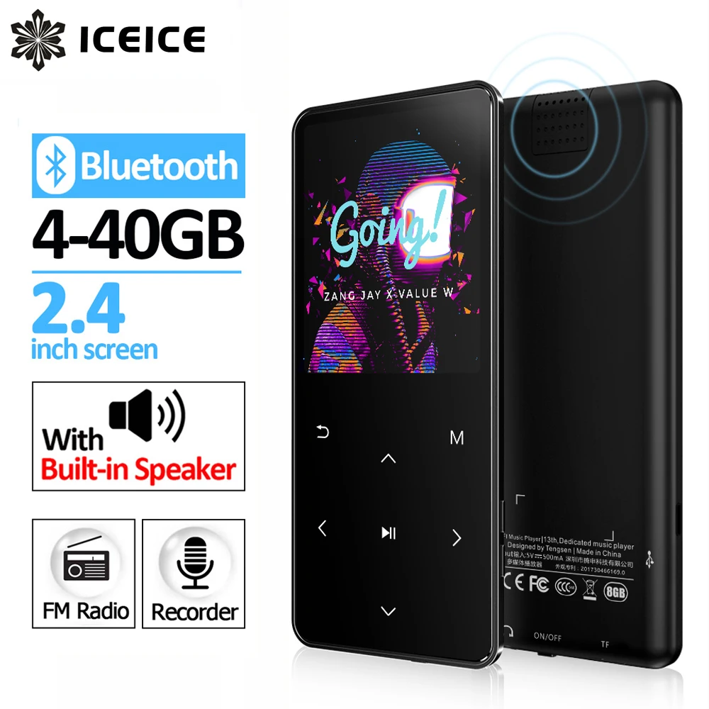 Mp3 плеер ICEICE с bluetooth и динамиком сенсорным экраном 2 4 дюйма hi fi fm радио|MP3-плееры| |