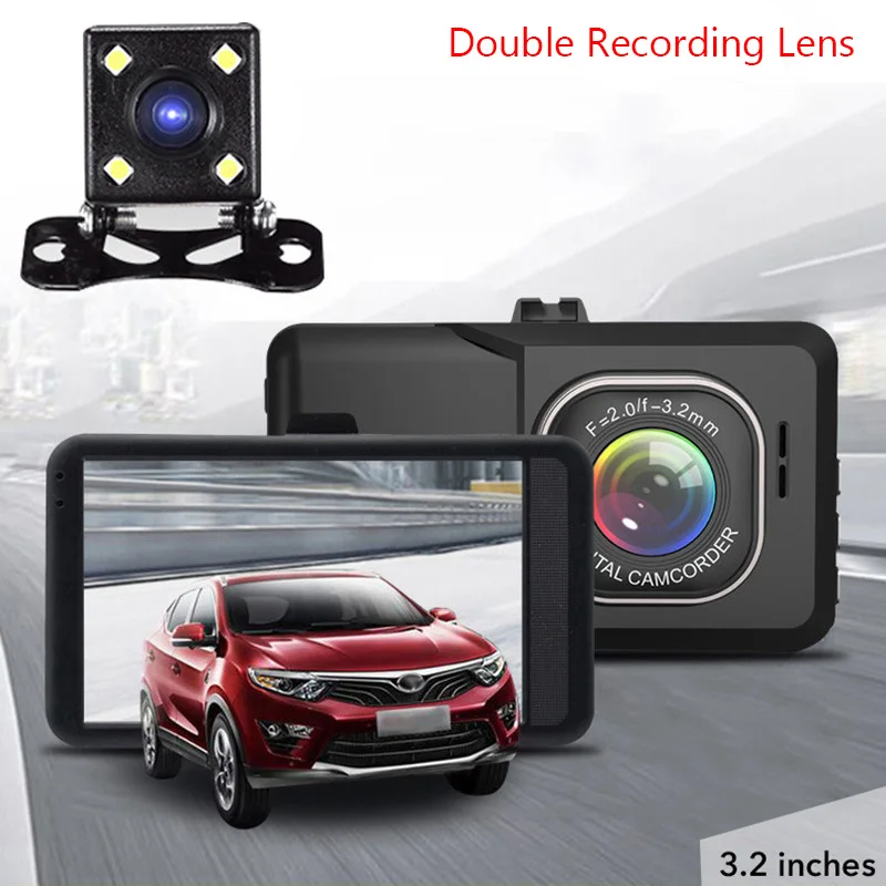 Full HD 1080P Автомобильный видеорегистратор Камера авто 3/3. 2 дюймов зеркало заднего вида цифровой видеорегистратор один/Двойной Объектив Скрытый рекордер вождения - Название цвета: Dual Lens