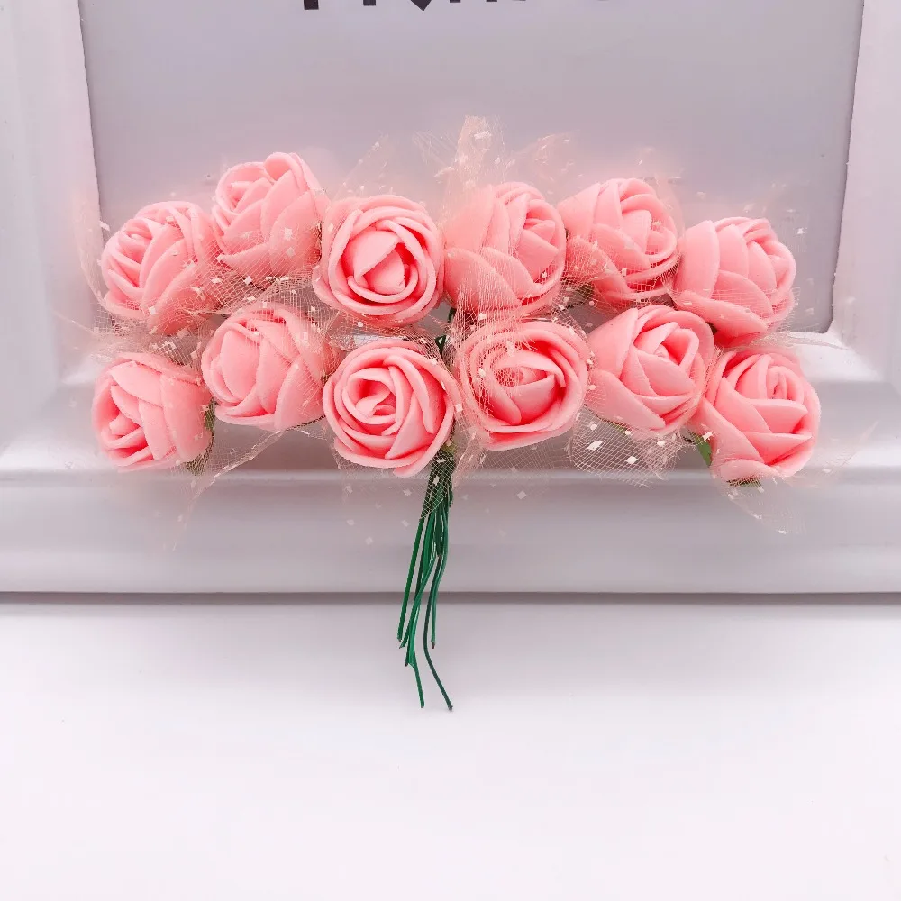 144 шт./пакет мини PE многоцветный поддельные пены розы Искусственные цветы дешевые Рождественский венок, Декор для дома, свадьбы, сделай сам, подарки на год