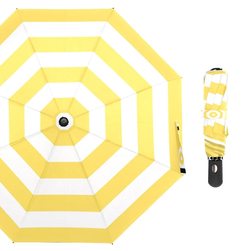 

Susino Beach Stripe Windproof Umbrellas Fully-automatic Open Metal Pongee Compact Auto Open CLose Three-folding Umbrella