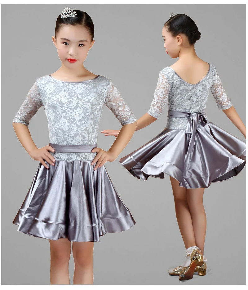 Новое платье для латиноамериканских танцев для девочек, бальная юбка для девочек, платье для девочек, атласная яркая атласная ткань, танцевальная юбка, костюм, танцевальная одежда для соревнований