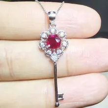 Ключ стиль ожерелья 925 серебро природного происхождения ruby Fine jewelry 0.65ct драгоценных камней# T18100419