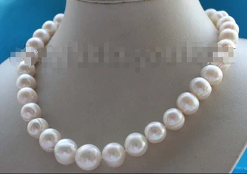 

17" Genuine Natural 11-15mm White pearl Necklace 925silver clasps #f1883!!^^^@^Noble style Natural Fine jewe FREE SHIPPING