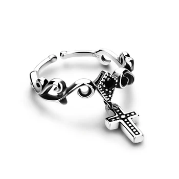 

Vintage Style 925 Sterling Silver Rings Crafted Cross Rings Classic Silver Rings Opening Design Adjustable Size free shipping