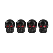 VODOOL 4 pcs Preto Universal Do Carro Do Crânio Da Motocicleta Da Bicicleta do Pneu Da Roda do Pneu Tampas Da Haste Da Válvula de Poeira Cobre Estilo Do Carro Decoração acessórios