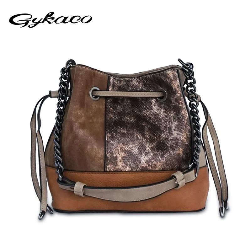 

Gykaeo Zipper Bucket Shoulder Bag 2018 New Female Leather Fashion Patchwork Messenger Bags Handbags Women Famous Brands Tote Bag