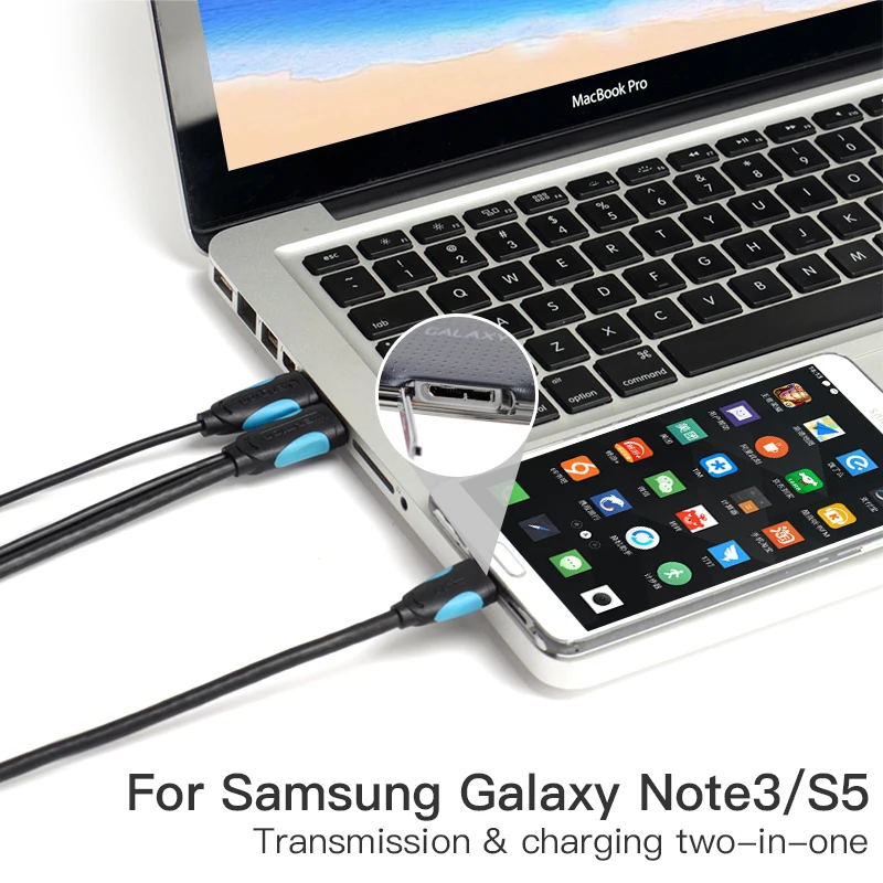 Vention المصغّر USB 3.0 المزدوج USB مع الطاقة كابل إمداد الطاقة الذكور إلى الذكور فائقة السرعة 5 جيجابايت في الثانية مزامنة بيانات كابل يو اس بي ل HD سا...