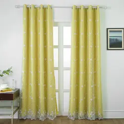 Желтая вышитая оконная занавеска для гостиной спальни удобные вуалевые шторы из тюля для спальни 245X140 см
