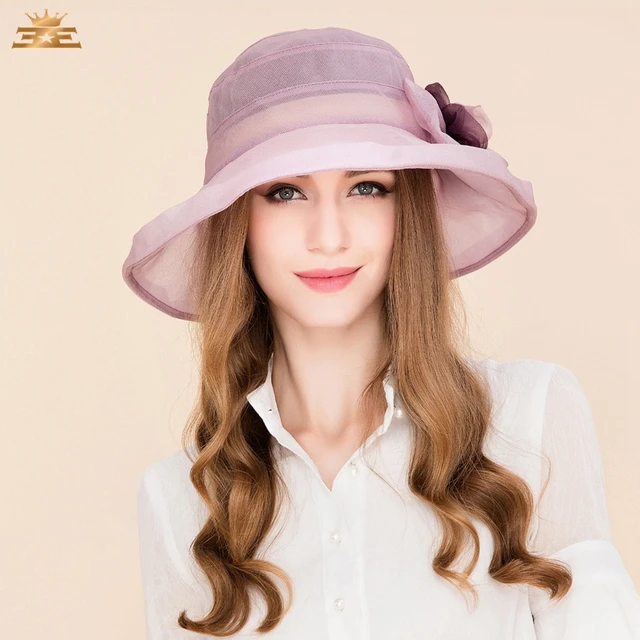 Elegant Light Purple Silk Fedoras Ladies Derby Hats for Weddings Women