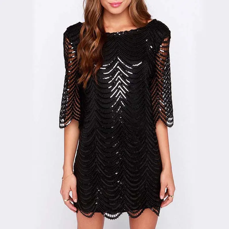 

ZADORIN Vintage Luxury Sexy Summer Sequin Dress Women Black Gold Half Sleeve High Street Runway Mini Club Party Dresses Vestidos